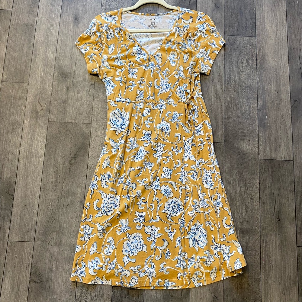 Sherpa Floral Yellow Wrap Dress